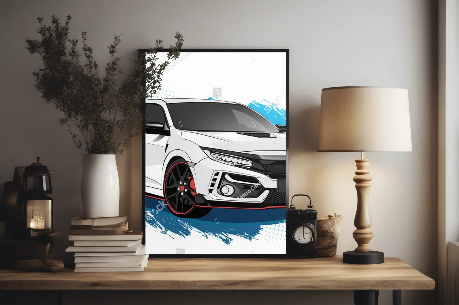 Abstrakcyjny motyw sportowego auta w nowoczesnej estetyce
