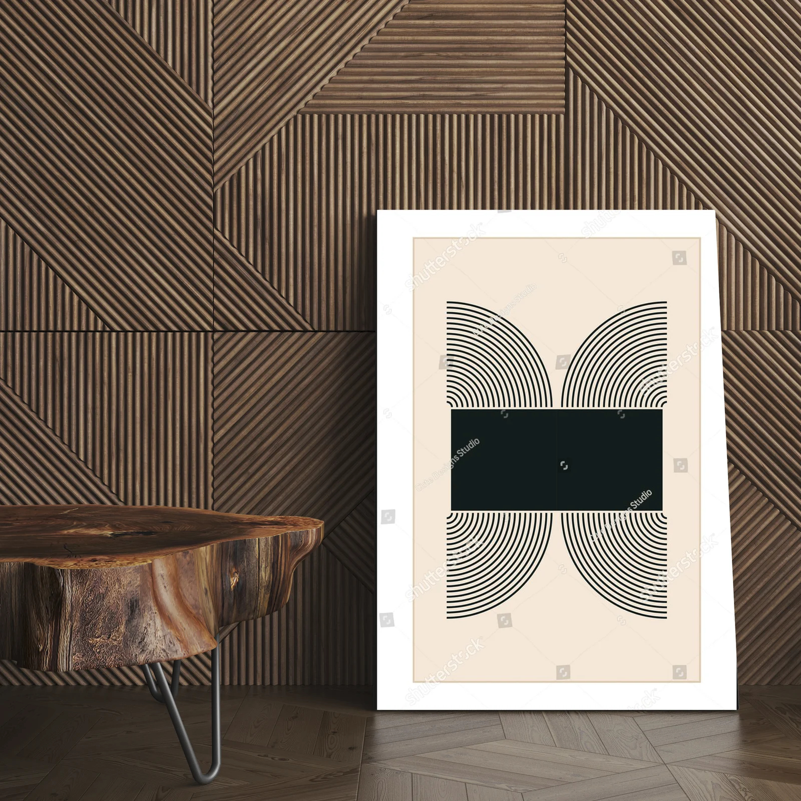Minimalistyczny plakat w geometrycznym stylu z lat 20.