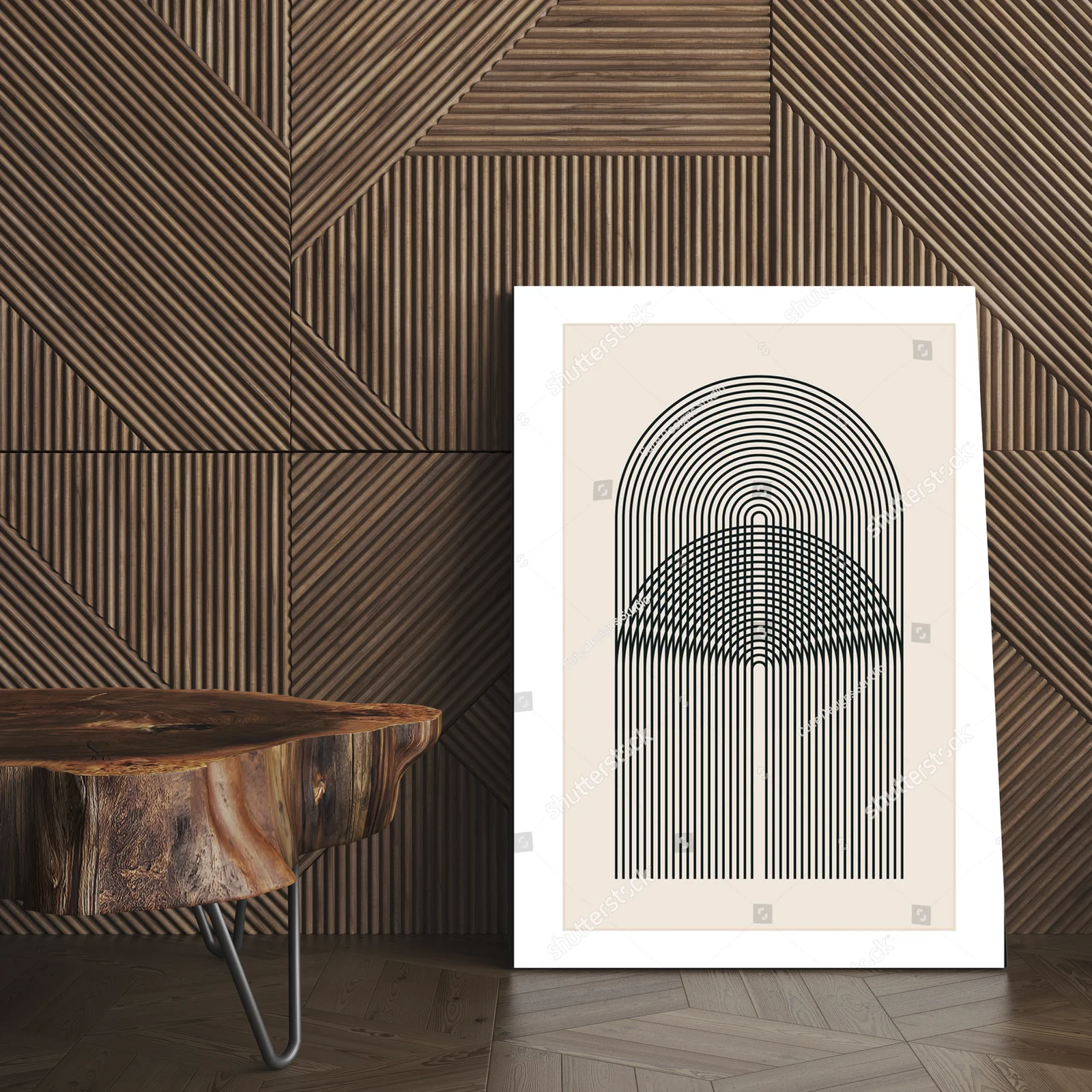 Minimalistyczny plakat w geometrycznych kształtach