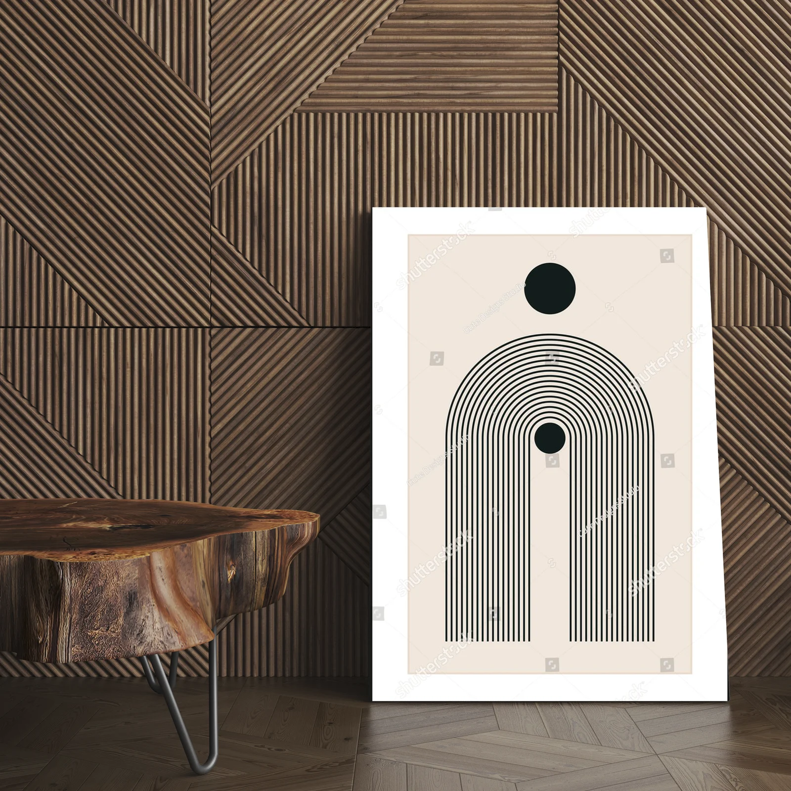 Minimalistyczne geometryczne kompozycje w beżowych tonach