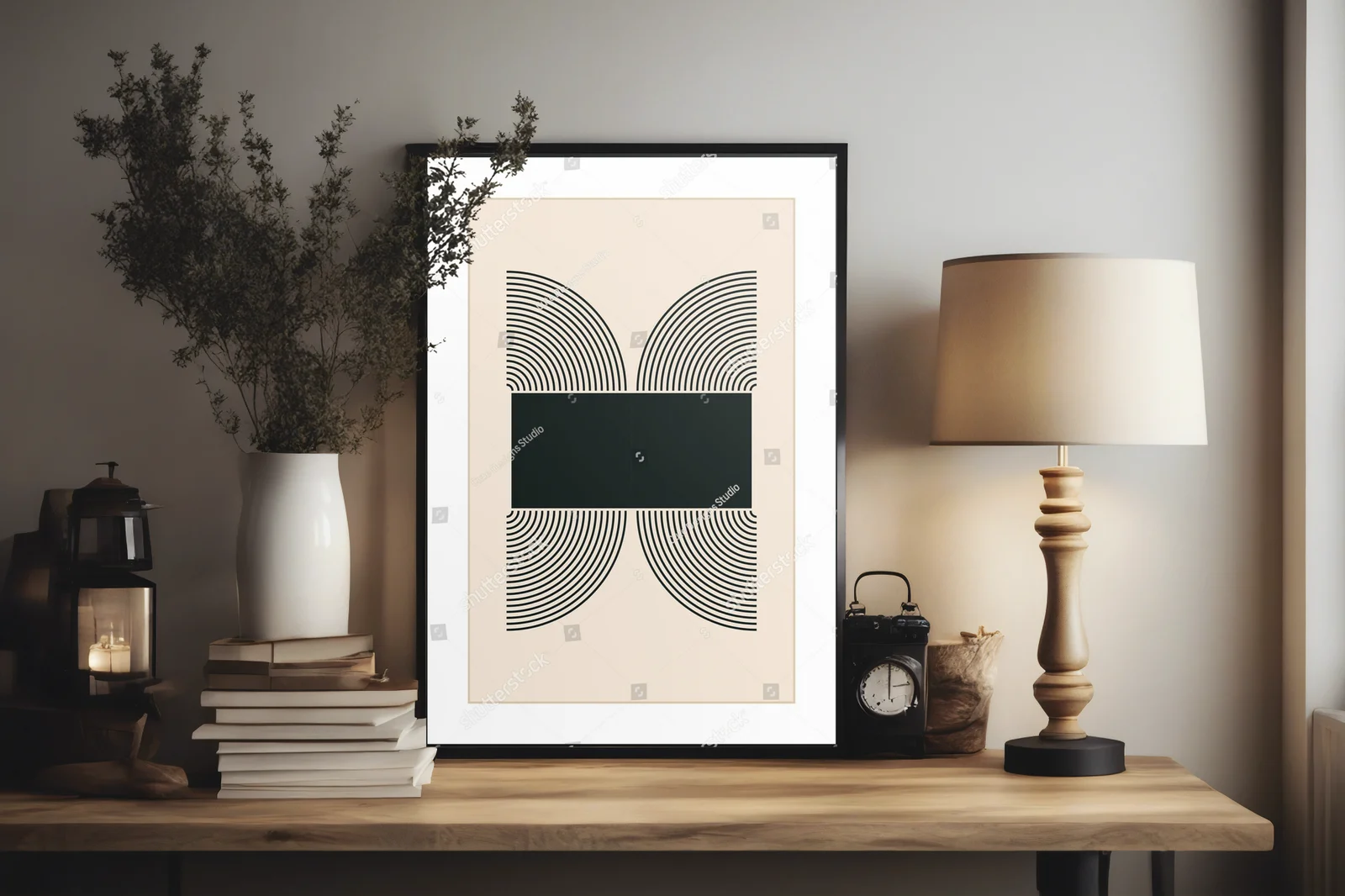 Minimalistyczny plakat w geometrycznym stylu z lat 20.
