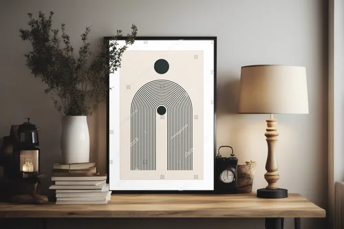 Minimalistyczne geometryczne kompozycje w beżowych tonach