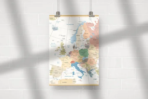 Mapa polityczna Europy w retro odcieniach