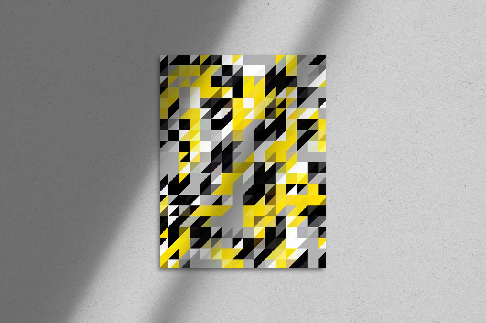 Geometryczne trójkąty w szarości i żółci