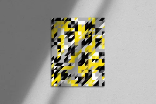 Geometryczne trójkąty w szarości i żółci