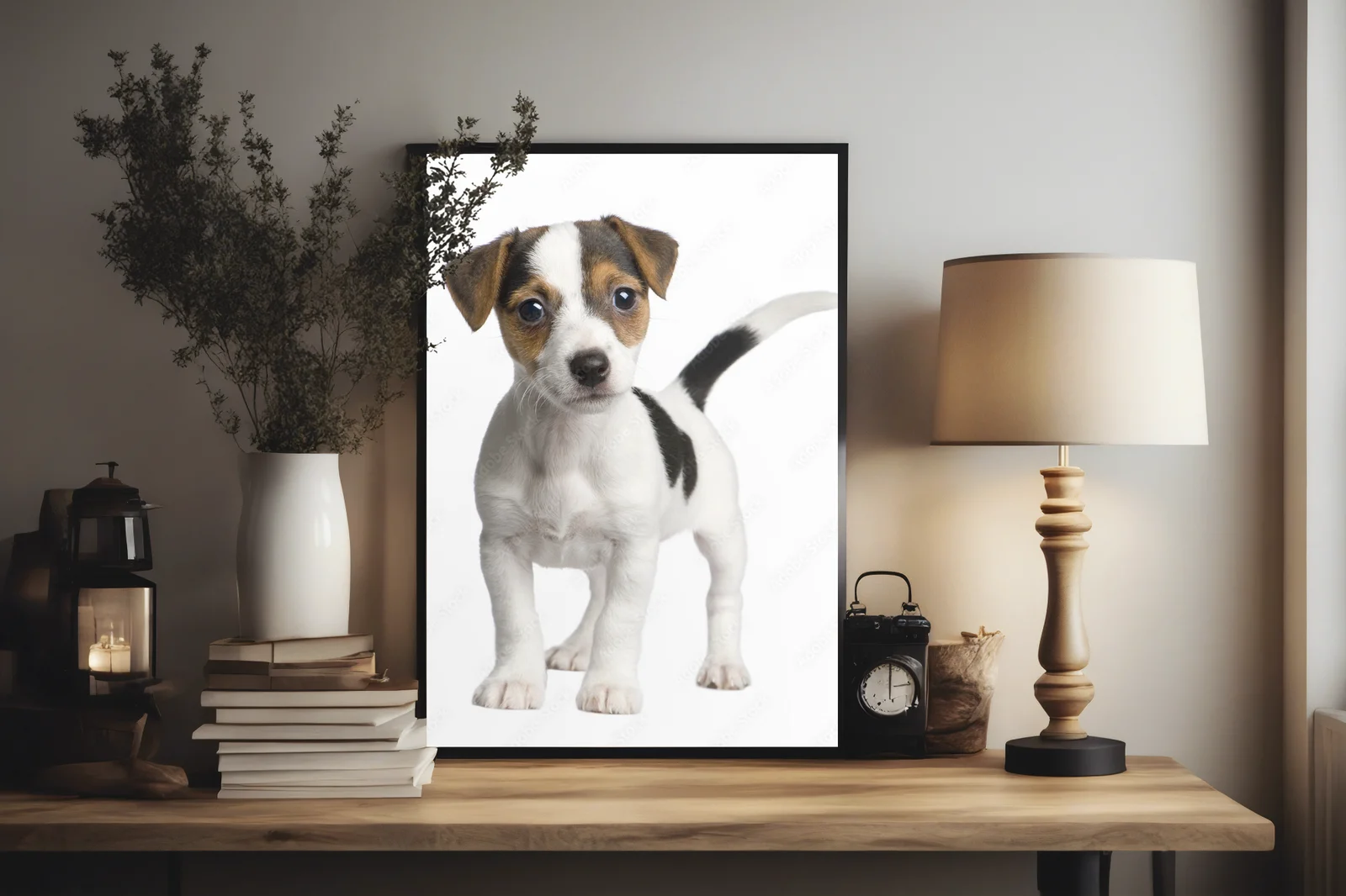Urocze szczenię Jack Russell na białym tle