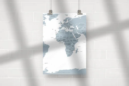 Globalna mapa polityczna w eleganckiej szarości