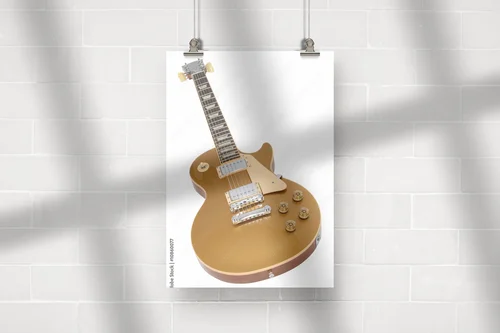 Ikoniczna gitara elektryczna w złocistym blasku
