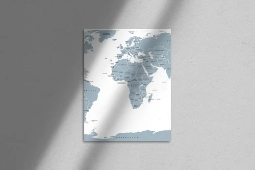 Globalna mapa polityczna w eleganckiej szarości