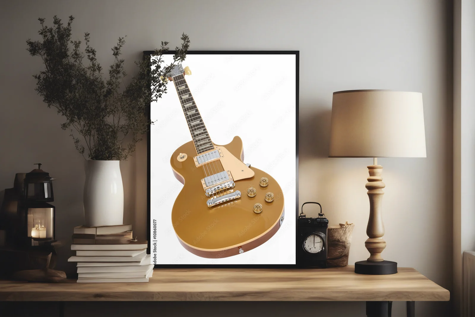 Ikoniczna gitara elektryczna w złocistym blasku