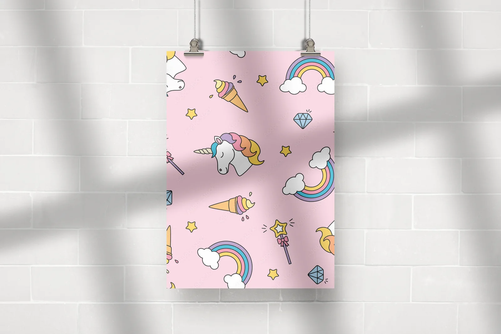 Magiczne jednorożce i tęczowe kolory w pastelach