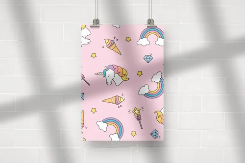 Magiczne jednorożce i tęczowe kolory w pastelach