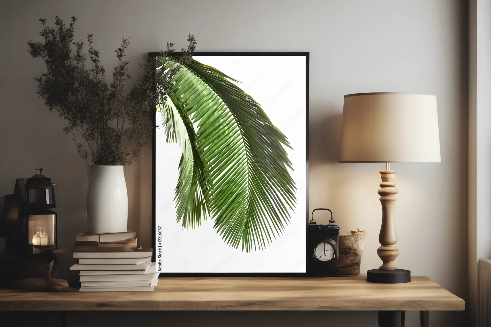 Delikatne liście palm w subtelnej bieli