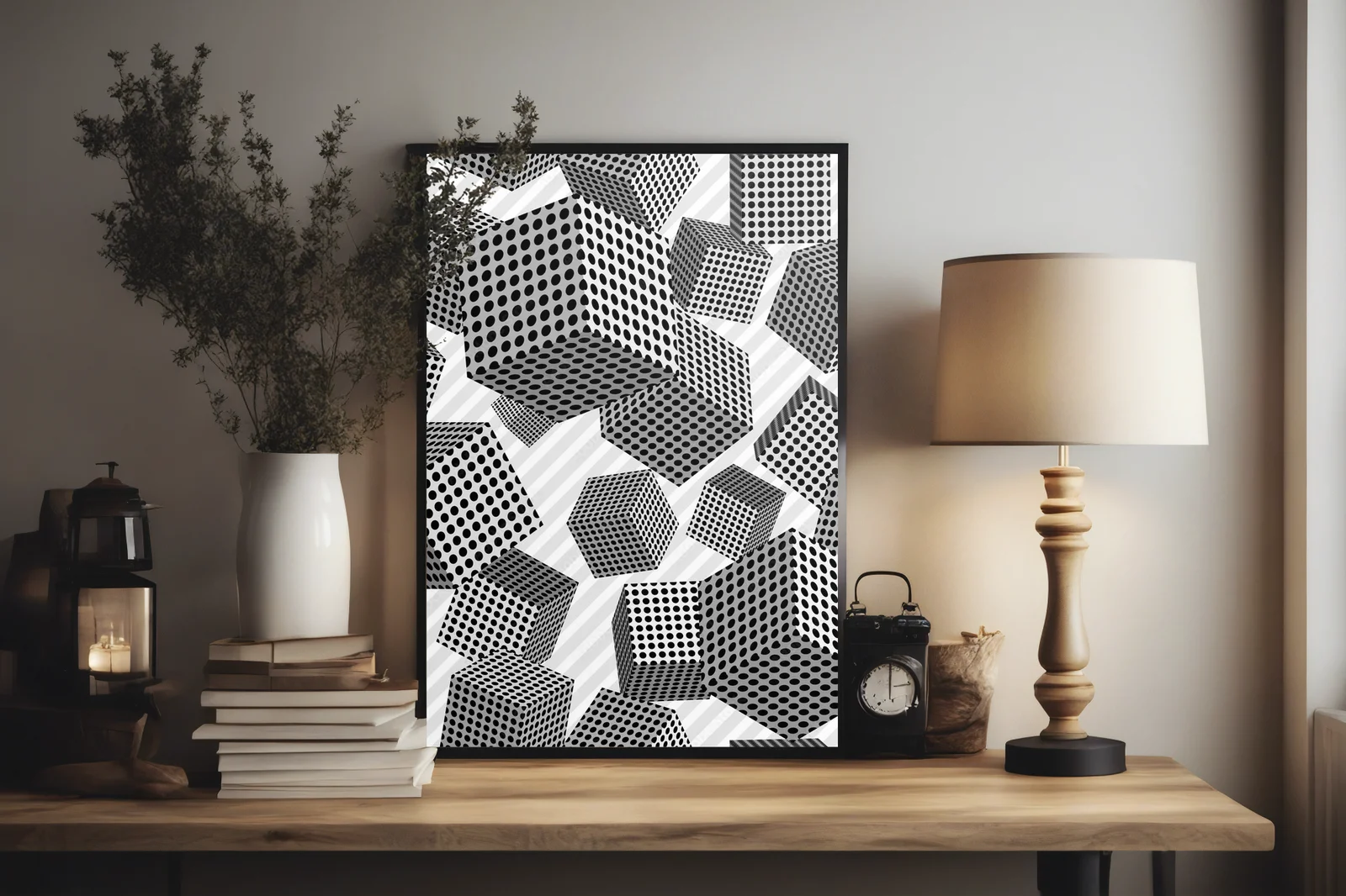 Elegancka kompozycja sześcianów w monochromatycznym stylu