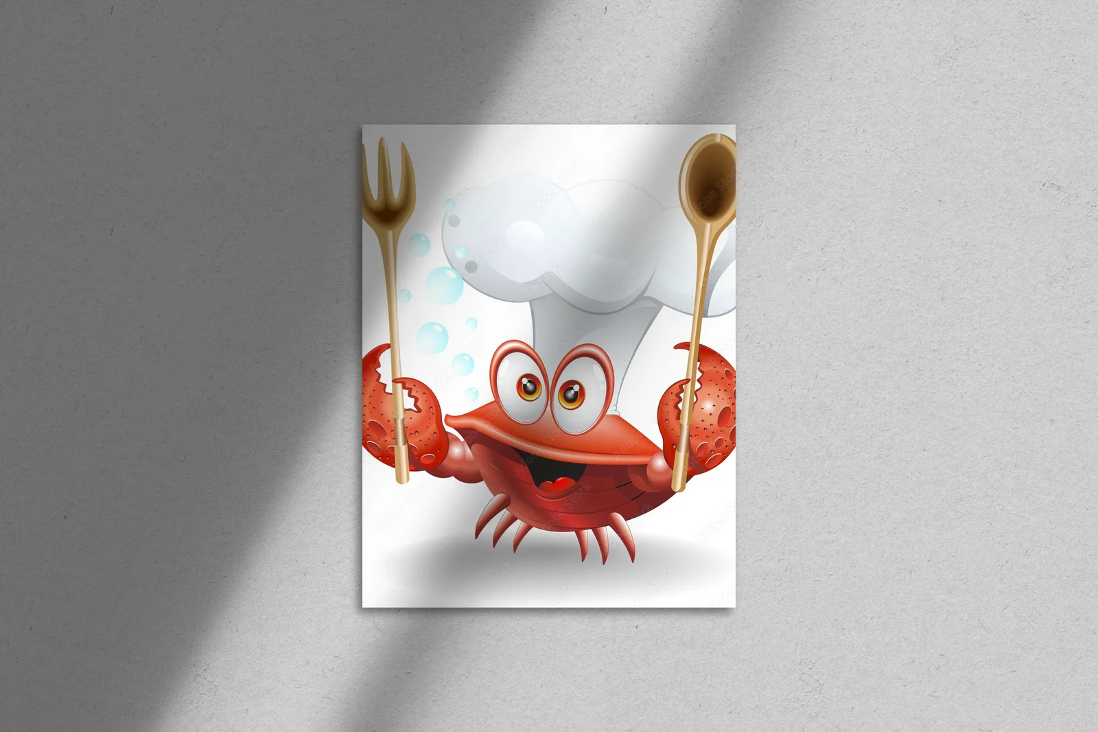 Radosny krab w kuchni pełnej smaków