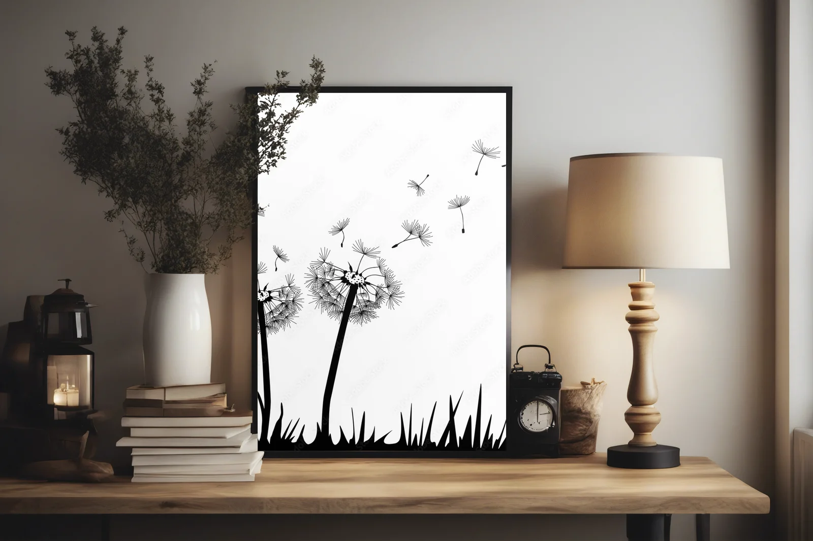 Elegancka harmonia bieli i czerni w botanicznym stylu