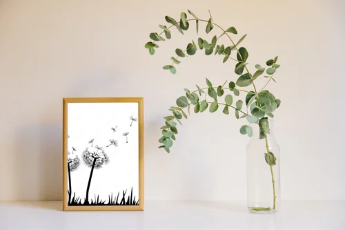 Elegancka harmonia bieli i czerni w botanicznym stylu