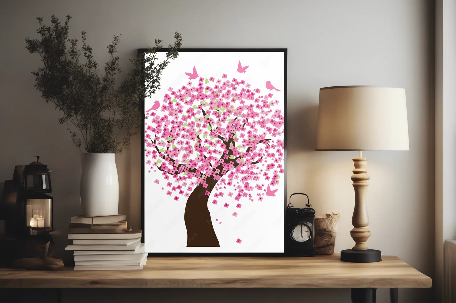 Kwiatowe sakura w białym blasku