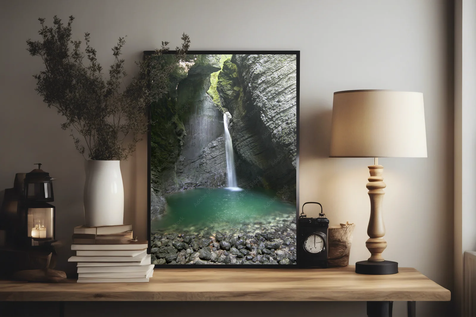 Czarujący urok Kozjak Waterfall w odcieniach czerni
