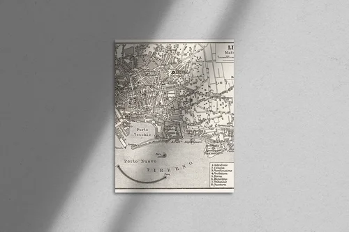 Antyczna mapa Livorno w subtelnych odcieniach