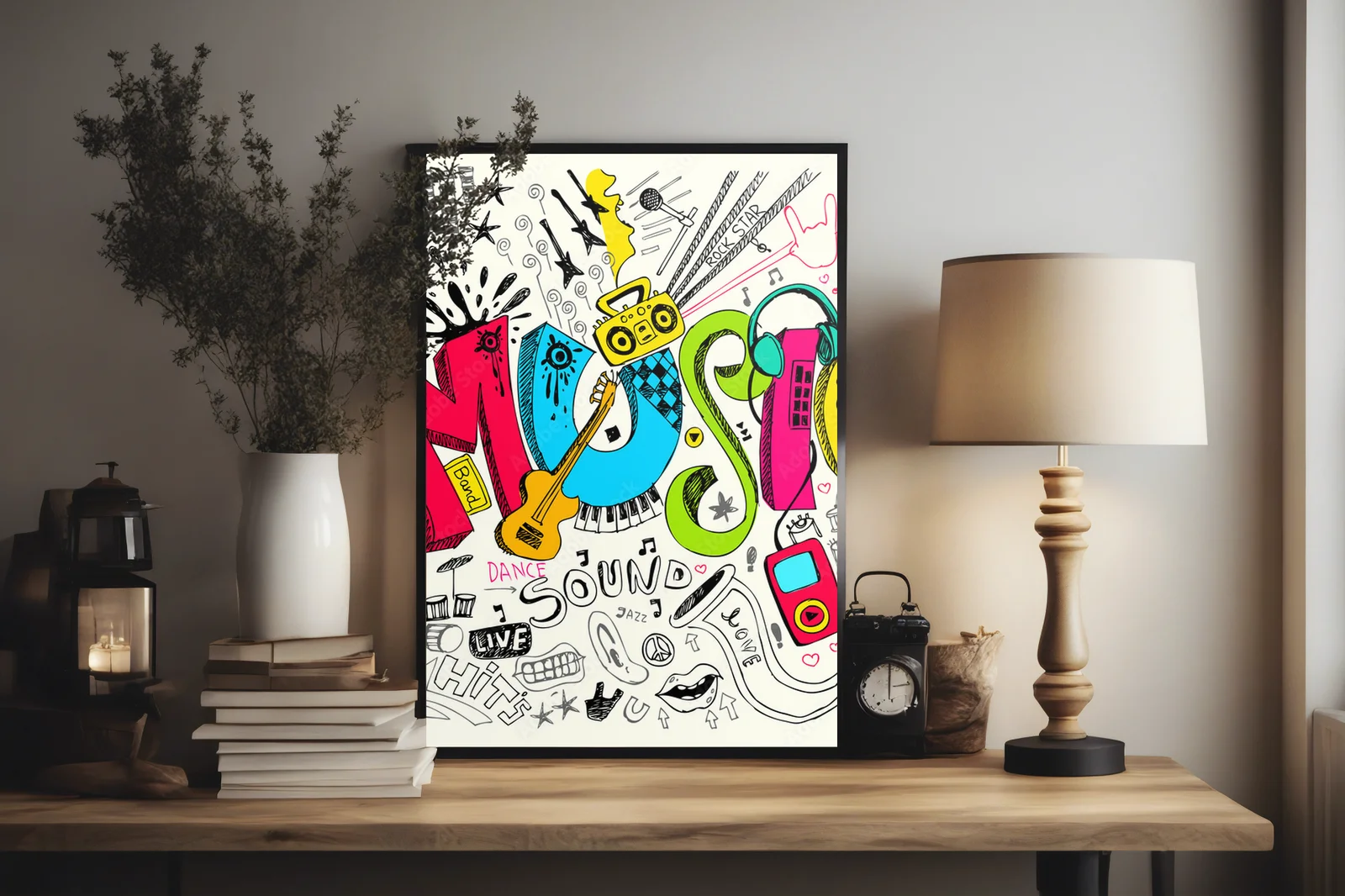 Muzyczne doodle w pastelowej harmonii