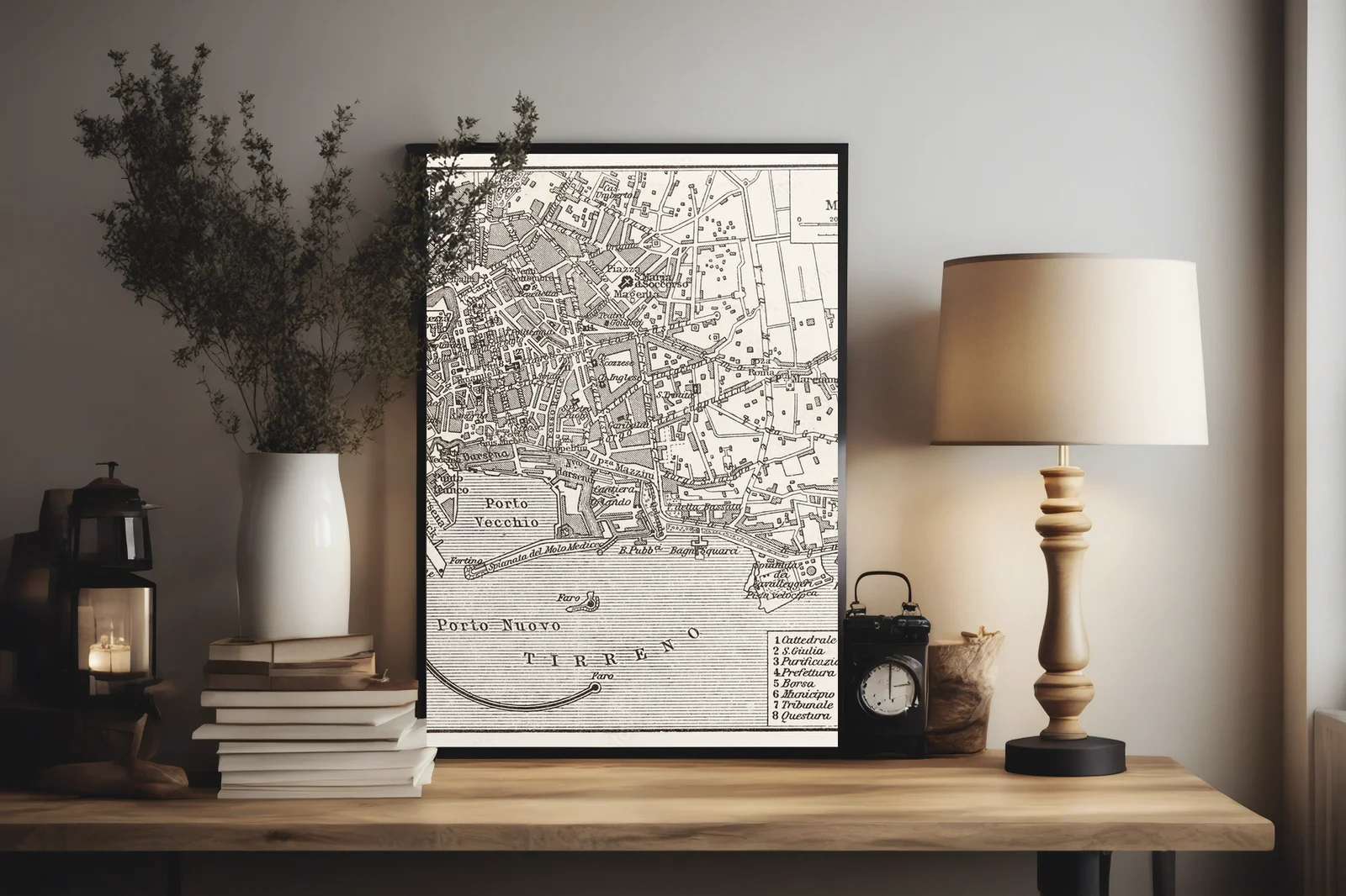 Antyczna mapa Livorno w subtelnych odcieniach