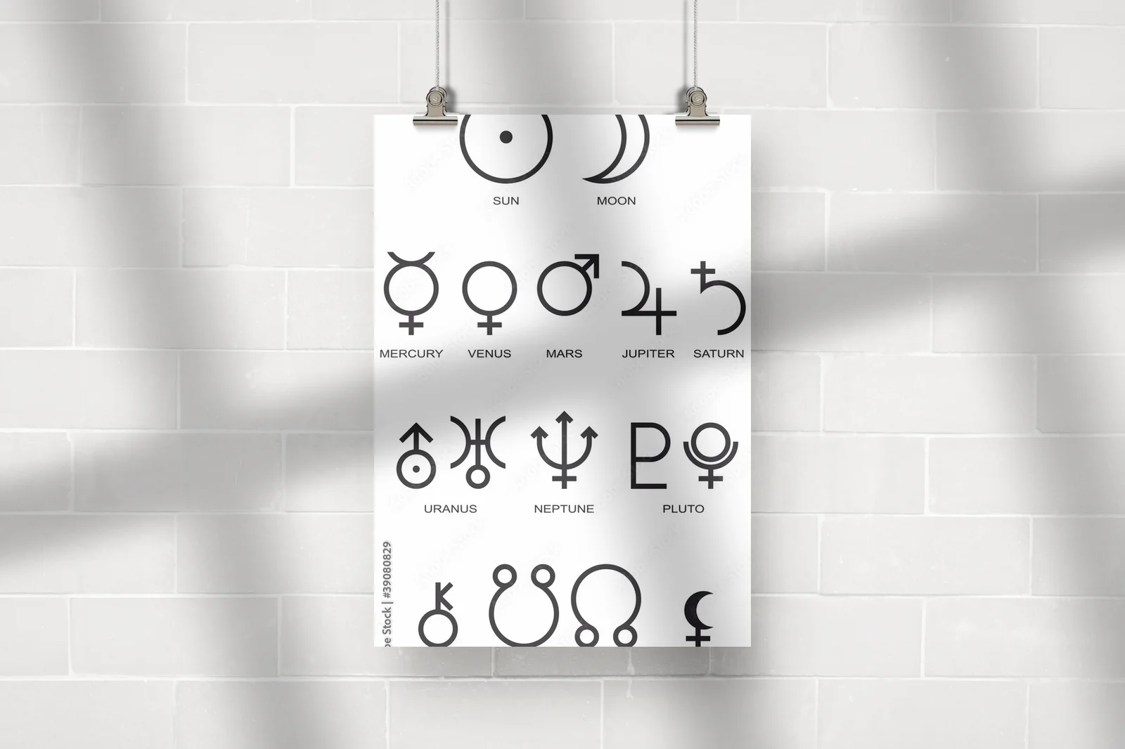 Symbolika planet astrologicznych w minimalistycznym stylu