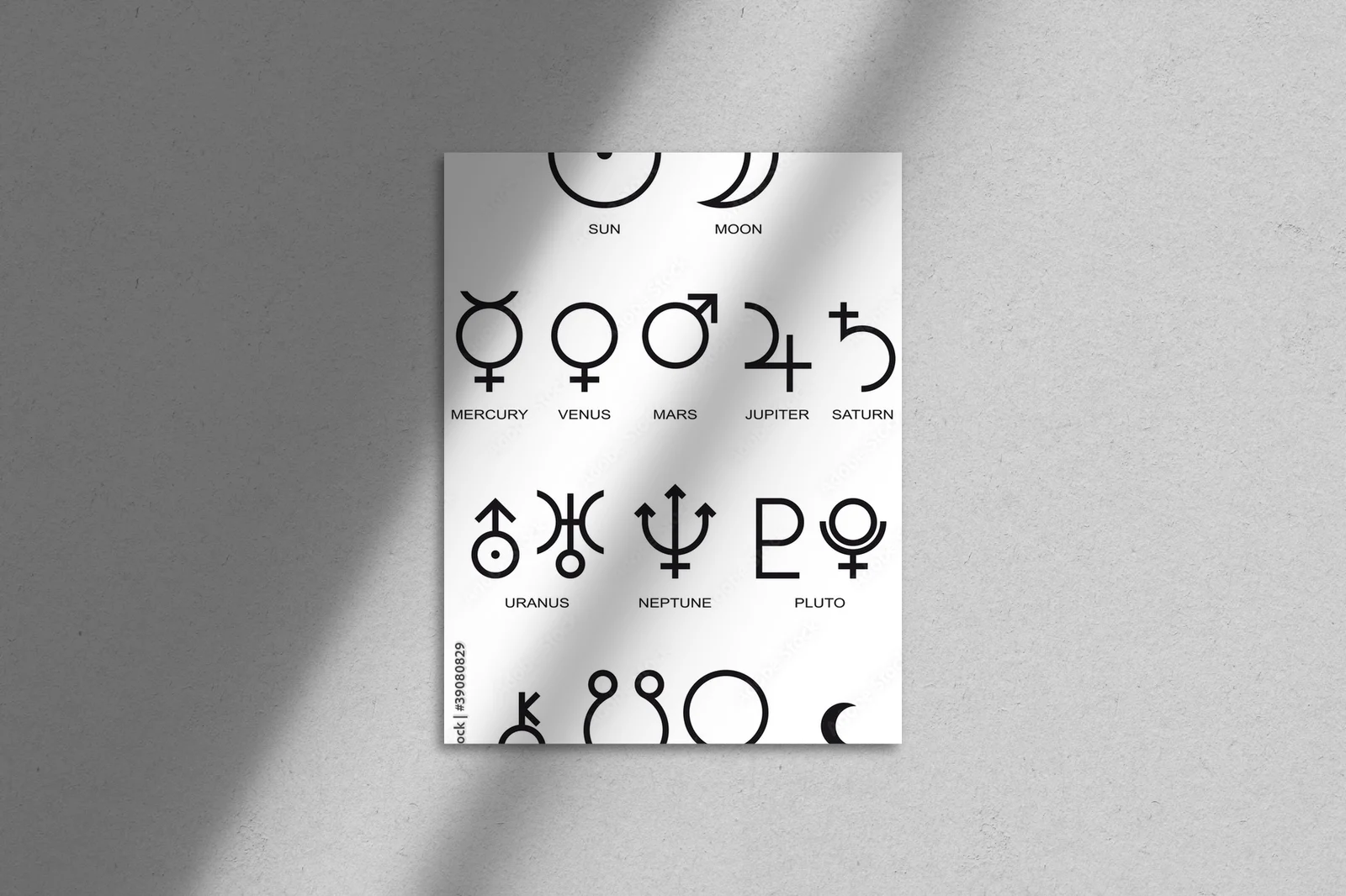 Symbolika planet astrologicznych w minimalistycznym stylu