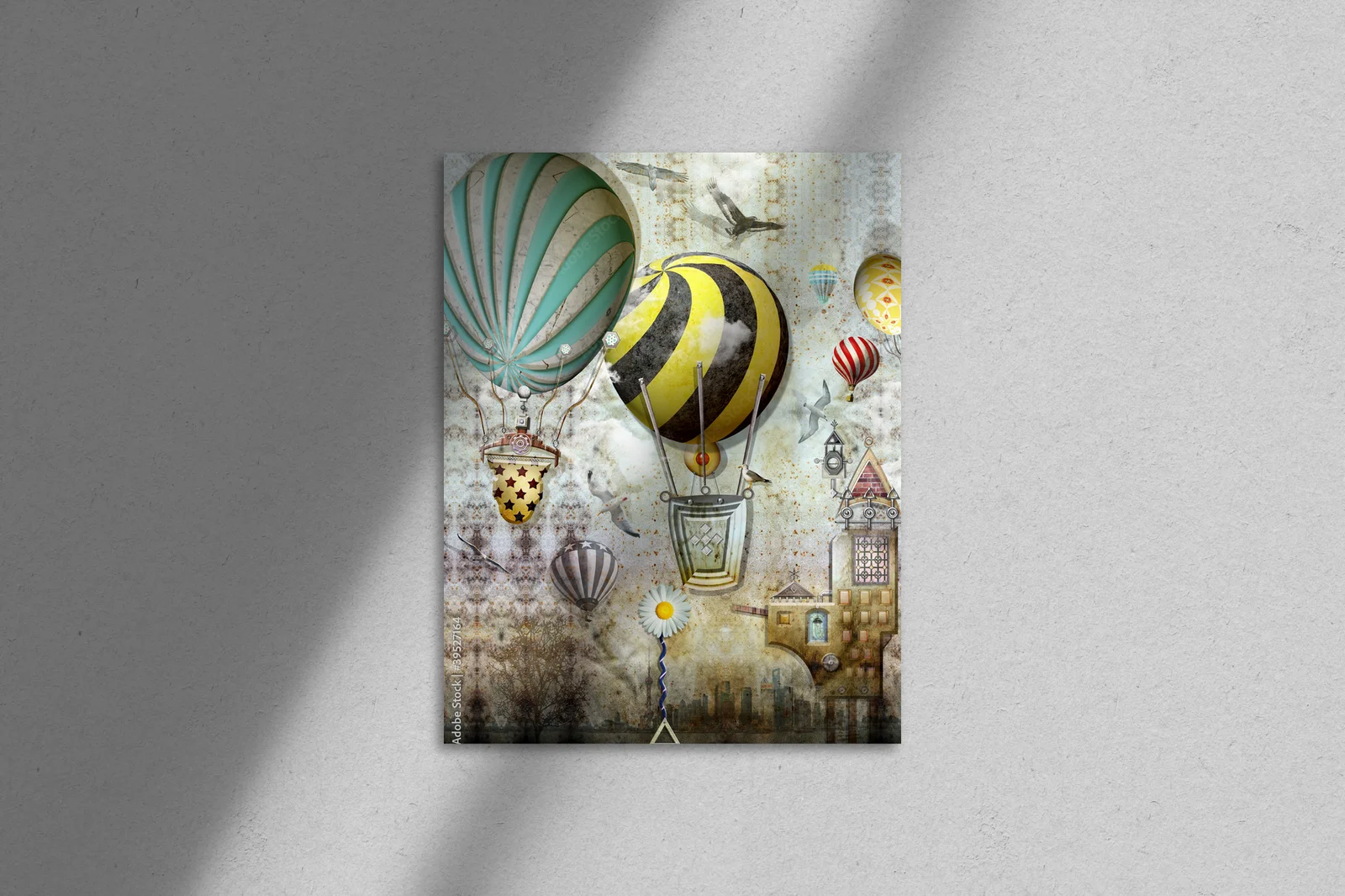 Baśniowe balony unoszące się w mrocznej scenerii