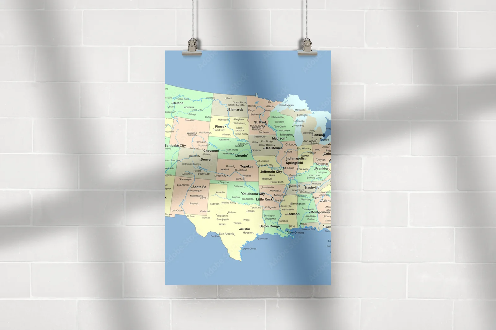 Zachwycająca mapa USA w harmonijnych odcieniach