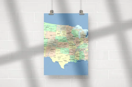 Zachwycająca mapa USA w harmonijnych odcieniach