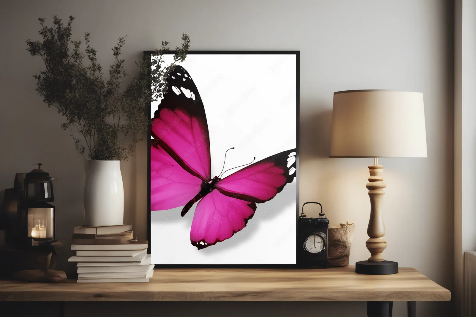 Delikatny fioletowy motyl na białym tle
