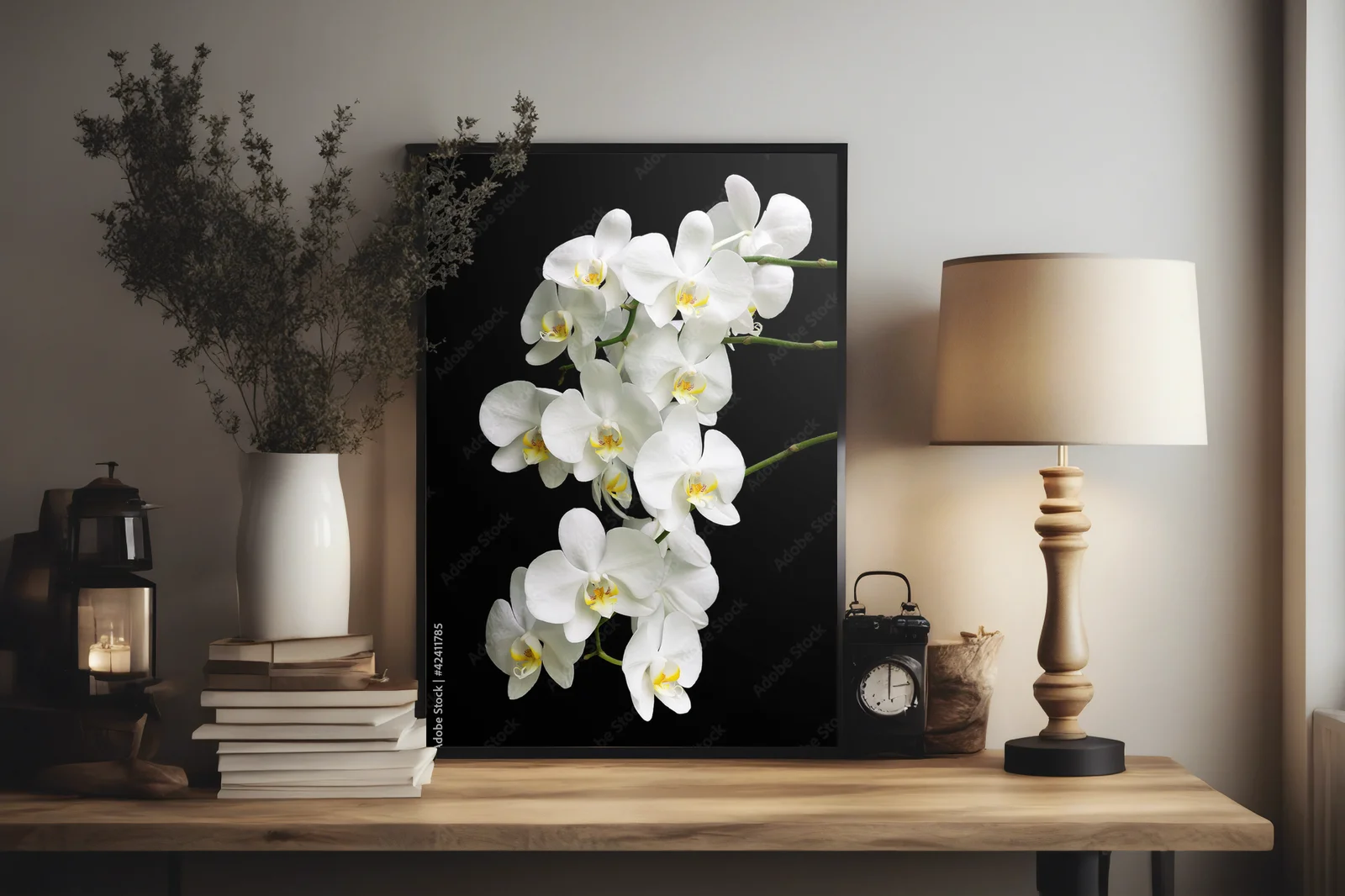 Egzotyczna biel orchidei na głębokim tle