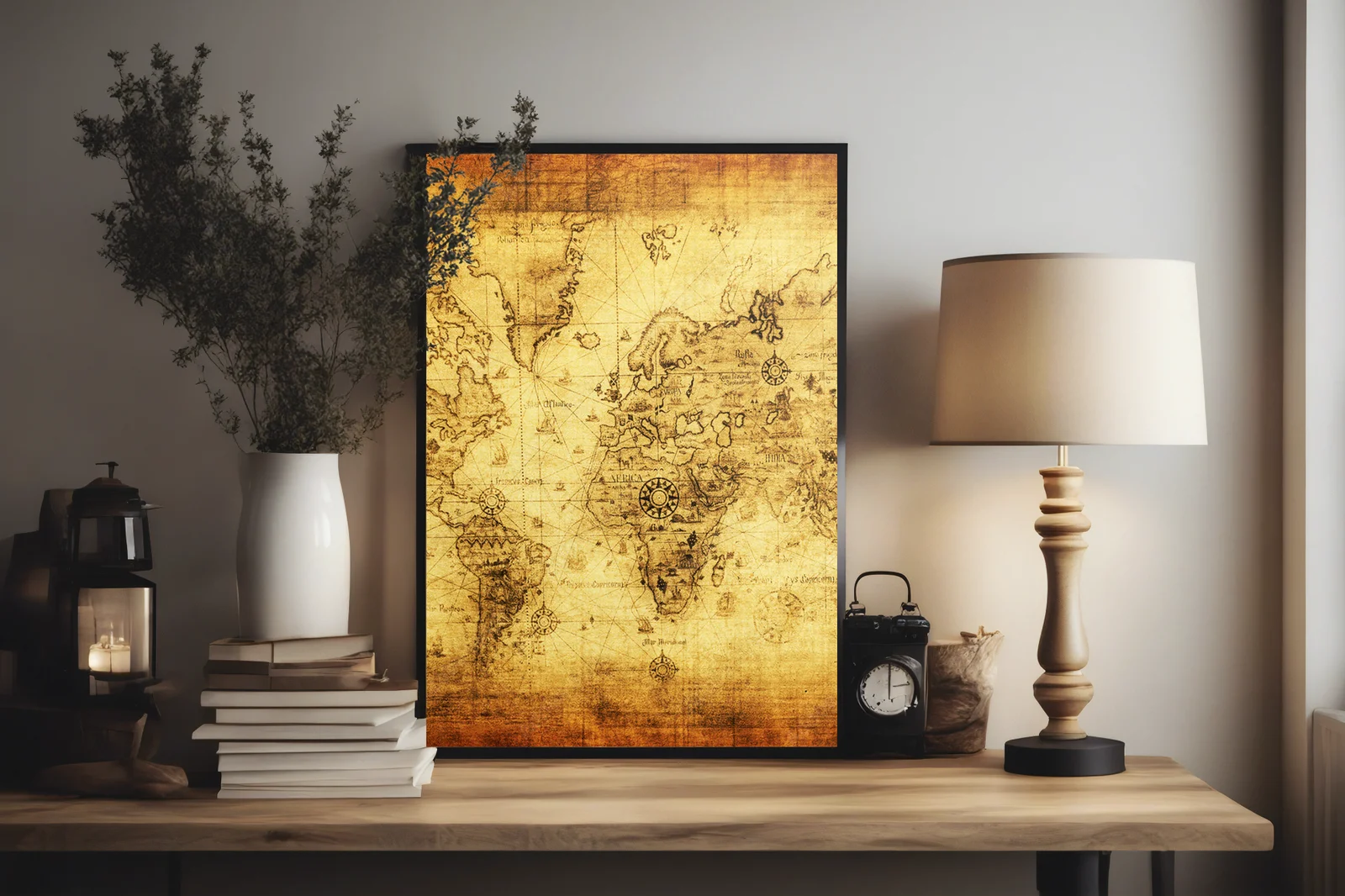 Starożytna mapa świata w eleganckich odcieniach