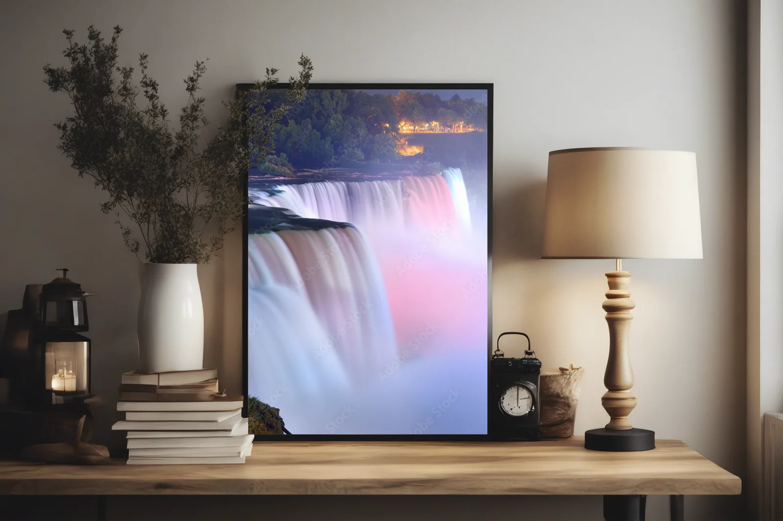 Kolorowe tło wodospadu Niagara w pastelowych odcieniach