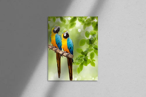 Tropikalny macaw w pastelowym otoczeniu natury