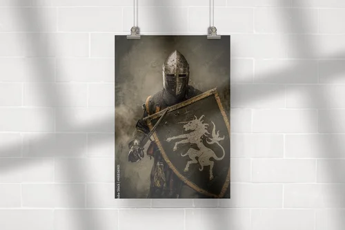 Medievalny rycerz w potężnej odsłonie