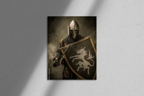 Medievalny rycerz w potężnej odsłonie