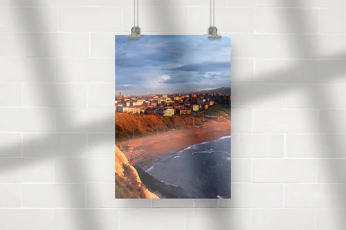 Panorama Getxo w zachodzących barwach słońca