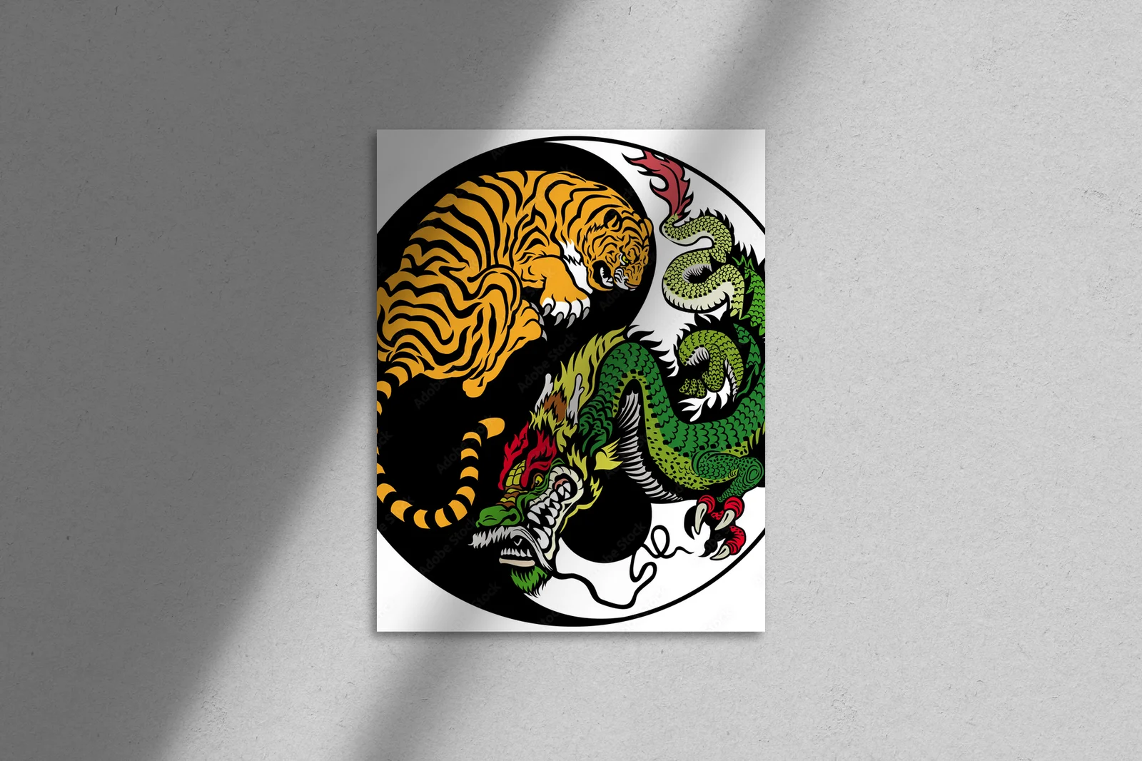 Smok i tygrys w harmonijnym tańcu yin yang