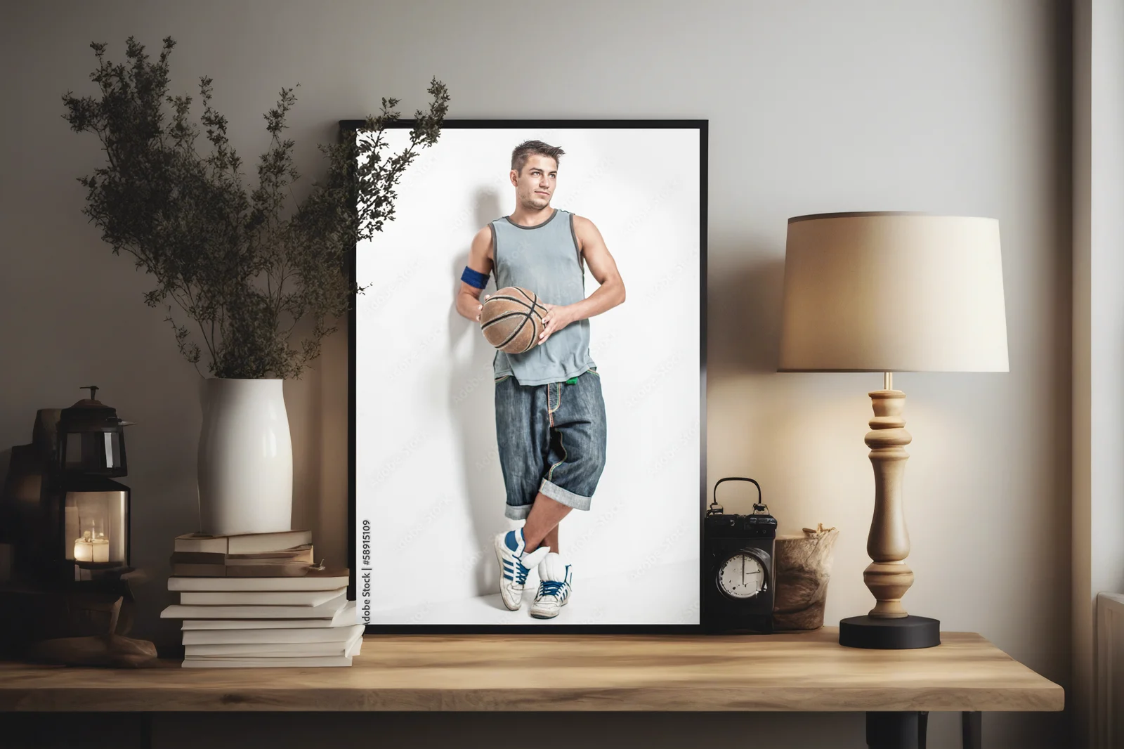 Dynamiczny portret młodego sportowca na ciemnym tle