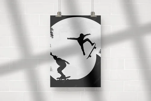 Dynamiczne skaterzy w nocnym miejskim prostokącie