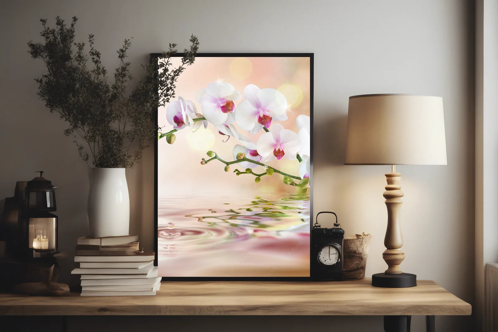 Elegancja białych orchidei na wodnych falach