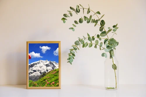 Zimowy krajobraz Monte Rosa z flagą Szwajcarii