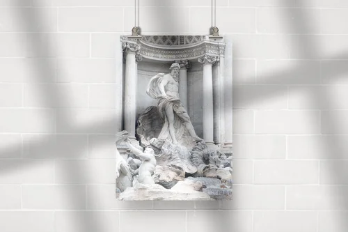 Urok Trevi Fountain w delikatnych odcieniach szarości