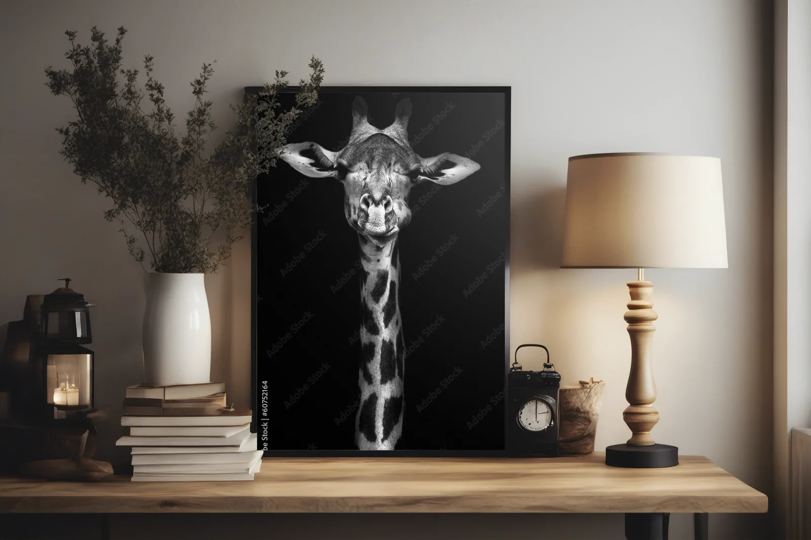 Elegancka czarno-biała giraffa w dzikiej naturze