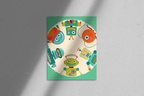 Radosne retro roboty w przyjaznych barwach