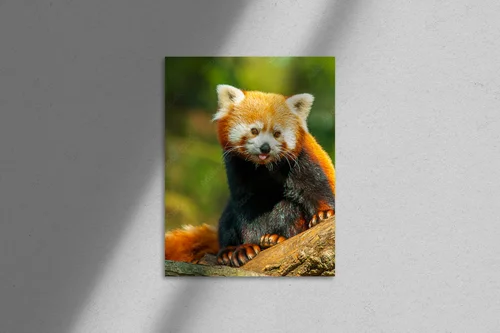 Uroczy red panda w głębi leśnych barw