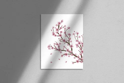 Ravishing Cherry Blossom Branch in White Hues