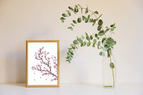 Ravishing Cherry Blossom Branch in White Hues